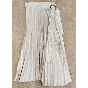 Modern Citizen Pleated Maxi Silk Belted Wrap Skirt Gold Size M